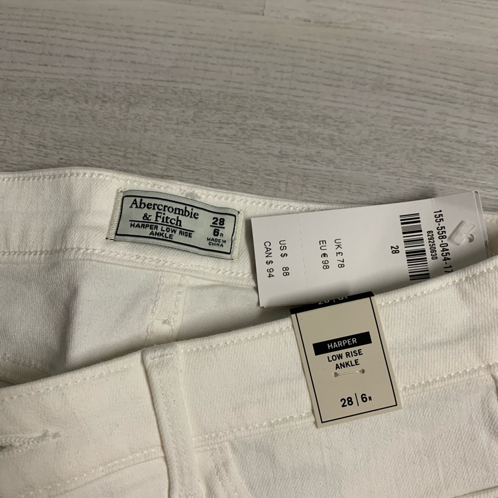 Abercrombie Low Rise Ankle White Jeans